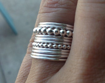 Set of 11 Sterling Silver Stacking Rings FREE DOMESTIC SHIPPING