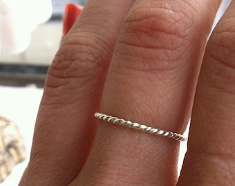 16g Thick Rope Textured .925 Sterling Silver Stacking Ring - custom made to order - Ready to Ship
