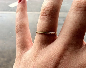 16g (1.3mm)  Hammered [14k Yellow Gold Fill] Stacking Ring - made custom to order
