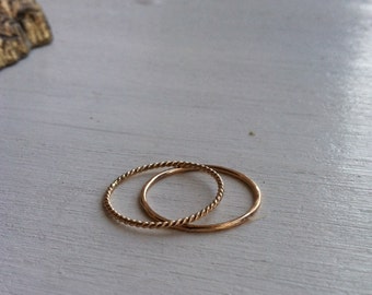 Set of 2 // Contrasting [14k Yellow Gold Fill] Stacking Rings // 18 gauge [1mm] or 16 gauge [1.3mm] thick