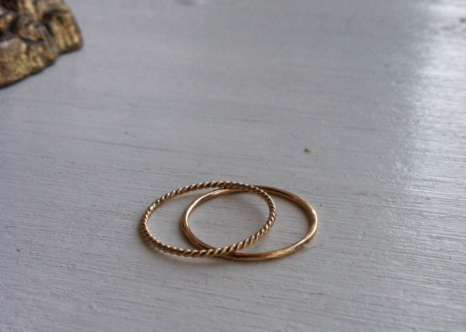 Set of 2 // Contrasting [14k Gold Fill] Stacking Rings // 18 gauge (1…