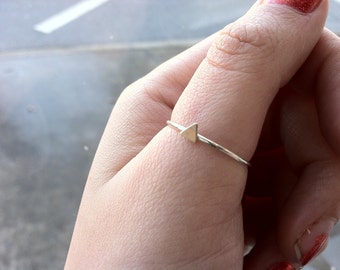 Tiny Triangle Stacking Ring /// Brass with .925 sterling silver band /// - custom made to order