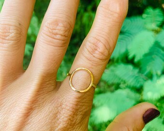 Size 8 - 16g Hammered Karma Ring [ 14k Yellow Gold Fill ] Stacking Ring