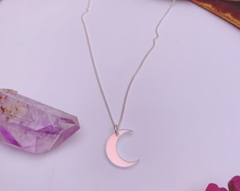 Holographic Moon Necklace // sterling silver chain // choose length