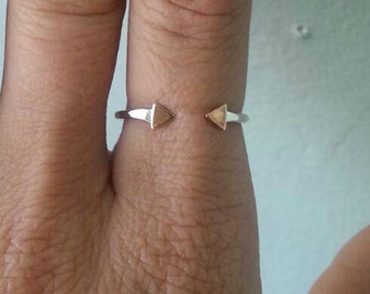 Hammered Finished Adjustable Sterling Silver Arrow stacking Ring