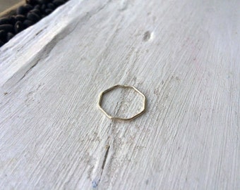 1mm or 1.3mm Sterling Silver Hammered Octagon Stacking Ring - custom made to order