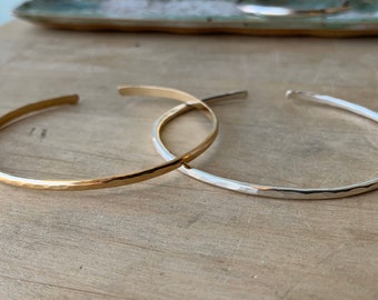 Ultra sleek textured 14k gold-fill or Sterling Silver adjustable cuff bracelet // 6" + 7" + 8" + 9" options//