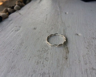 Hammered Infinity Twist Sterling Silver Stacking Ring - custom made to order