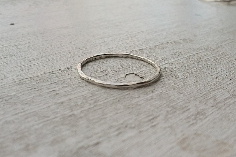 18g1mm Hammered Textured Ultra Thin .925 Sterling Silver Stacking Ring /// custom made to order image 1