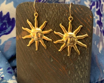 You are my sunshine earrings  // brass with 14k gold-fill earwires// ready to ship