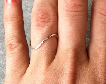 Hammered Sterling Silver Wavy Ring  // 18g(1mm) or 16g (1.3mm) thick // custom made to order