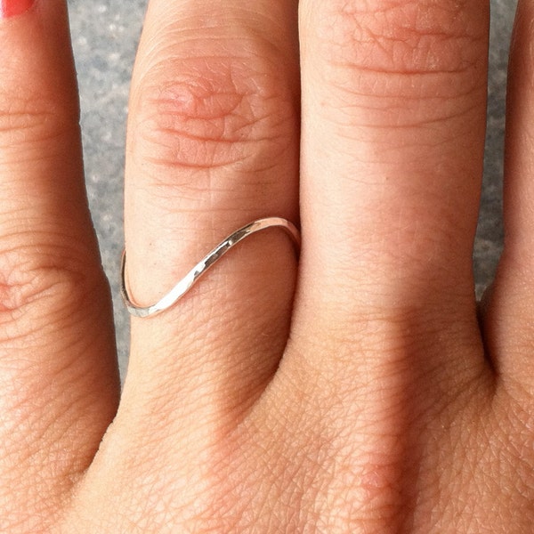 Hammered Sterling Silver Wavy Ring  // 18g(1mm) or 16g (1.3mm) thick // custom made to order