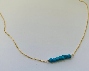 Turquoise and 14k Gold-fill Necklace// Adjustable 16”-17”  //  Ready to ship next business day - FREE shipping