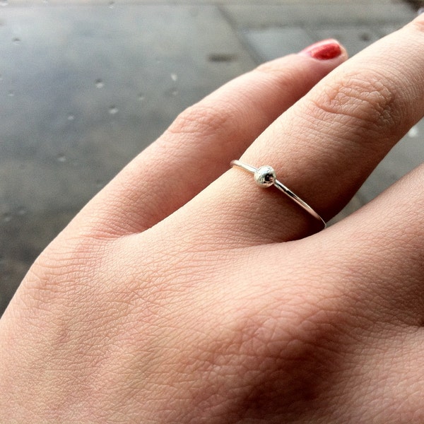 Silver Pearl Sterling Silver Stacking Ring // custom made to order