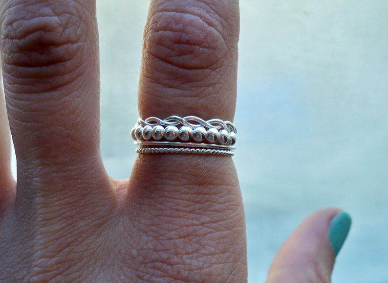Signature Set of 4 Stacking Rings /// .925 sterling silver /// FREE SHIPPING image 2