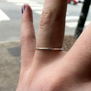 18g1mm Hammered Textured Ultra Thin .925 Sterling Silver Stacking Ring /// custom made to order image 2