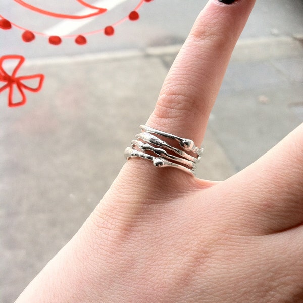 Free Form Asymmetrical Sterling Silver Stacking Ring - Made With Recycled Silver - custom made to order