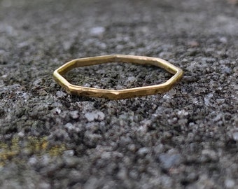 Octagon Thin Hammered [Yellow 14k Gold Fill] Stacking Ring// 18g(1mm) or 16g(1.3mm) thickness -- custom made to order