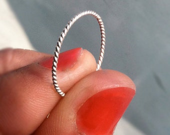 18g [1mm] Ultra Thin Rope Textured .925 Sterling Silver Stacking Ring /// custom made to order