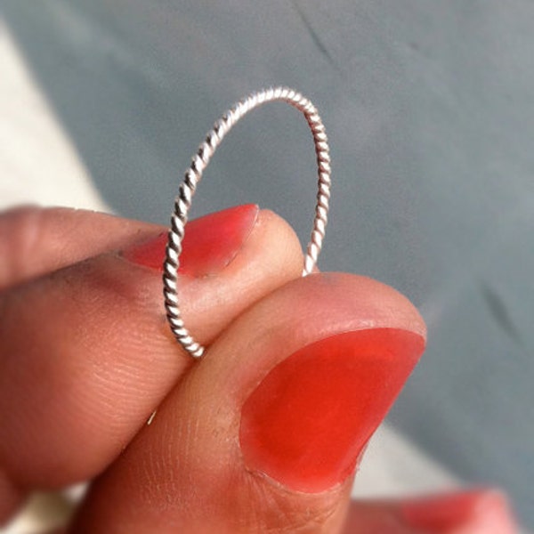 18g [1mm] Ultra Thin Rope Textured .925 Sterling Silver Stacking Ring /// custom made to order