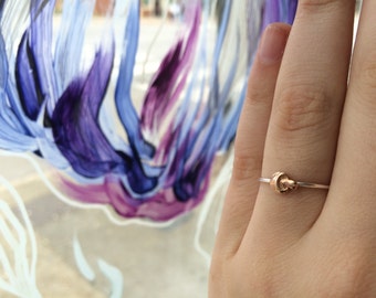 Itty Bitty Mushroom Stacking Ring /// Brass on .925 Sterling Silver Band /// custom made to order