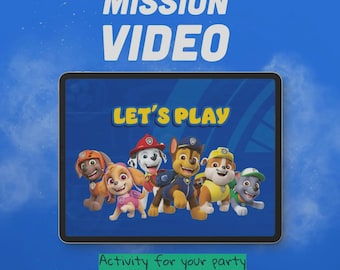 Video e imprimibles de la misión personalizada Paw-ty: actividad interactiva personalizada para fiestas