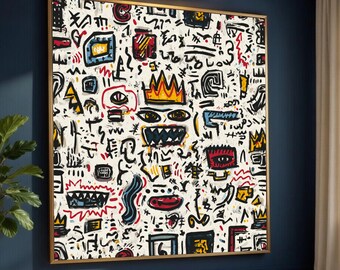 Abstract Graffiti Style Canvas Wall Art, Urban Street Art Print, Digital Pop Art Decor, Modern Expressionism Canvas, Ready to Hang