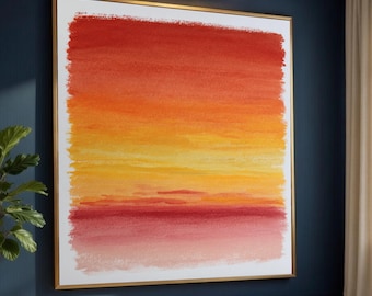 Vibrant Sunset Gradient Canvas, Warm Abstract Wall Art, Contemporary Home Decor, Colorful Modern Painting Print, Ready to Hang Artwork