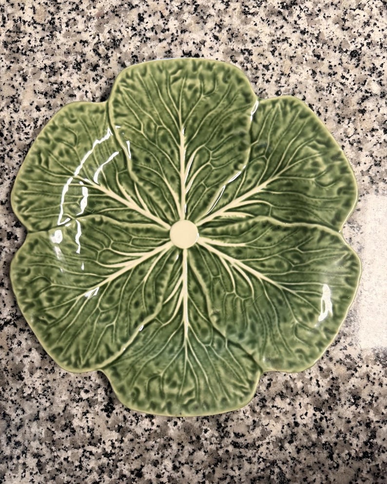 Cabbage Tableware Set of 2 Cabbage Plates, Green Leaf Dinner Plates, Vintage Botanical ...