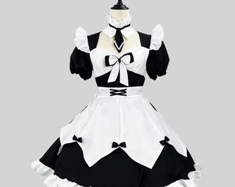 Lolita-style anime school uniform, black Gothic-style outfit, Halloween cosplay dress (customizable)