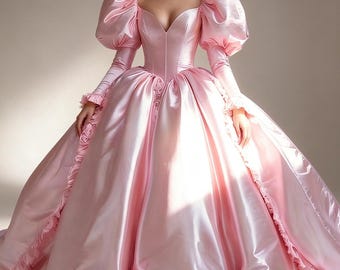Victorian-era ball gowns, customizable.