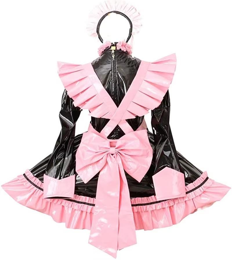 Pvc Ruffle Suit Lockable PVC Long-sleeved Ruffled Maid Outfit, Customizable. - Etsy