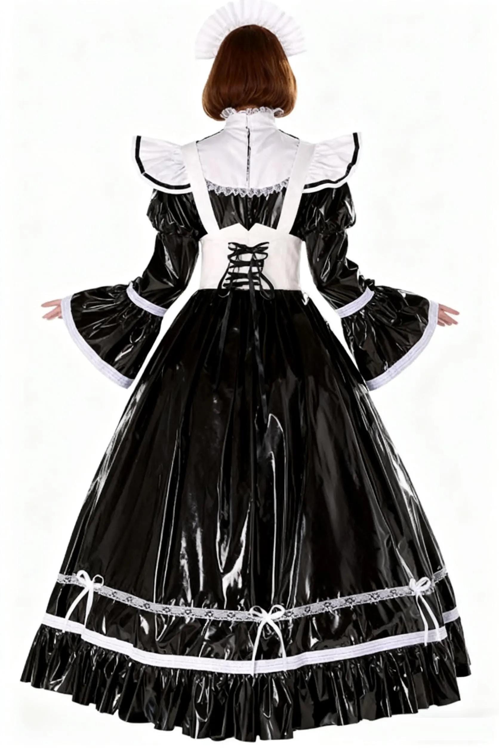Gothic Style Lockable PVC Long Maid Outfit, Customizable. - Etsy
