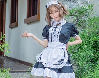 ハロウィンコスチューム改造：メイドドレス、ロールプレイング用のスウィートゴシックロリータドレス、カスタマイズ可能