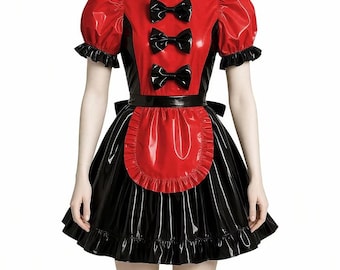 PVC maid outfit, Lolita maid uniform, customizable.