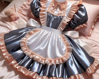 Sexy cosplay satin maid outfit, customizable.