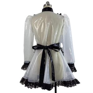 Abschließbares Dienstmädchen-Outfit, langes PVC-Puffärmelkleid. Personalisierbar. Bild 2