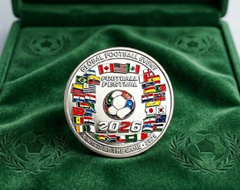 Pièce commémorative de la Coupe du monde de football, pièce du défi du festival de football 2026, cadeau souvenir de fan de football, objets de collection Unis par le jeu