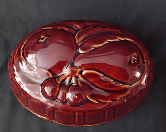 Vintage Obstpuddingform aus Keramik (22 cm x 16 cm, rustikaler Stil)