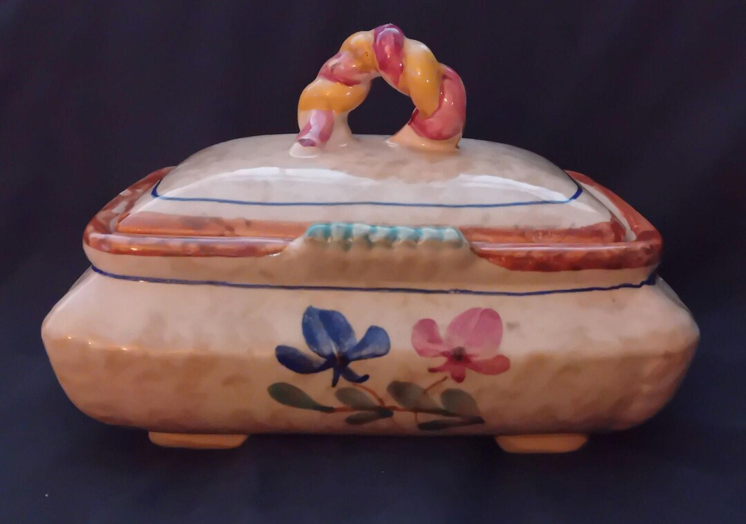 Vintage Ceramic Candy Box, 1940s Hand-painted Colors (19cm) - Etsy