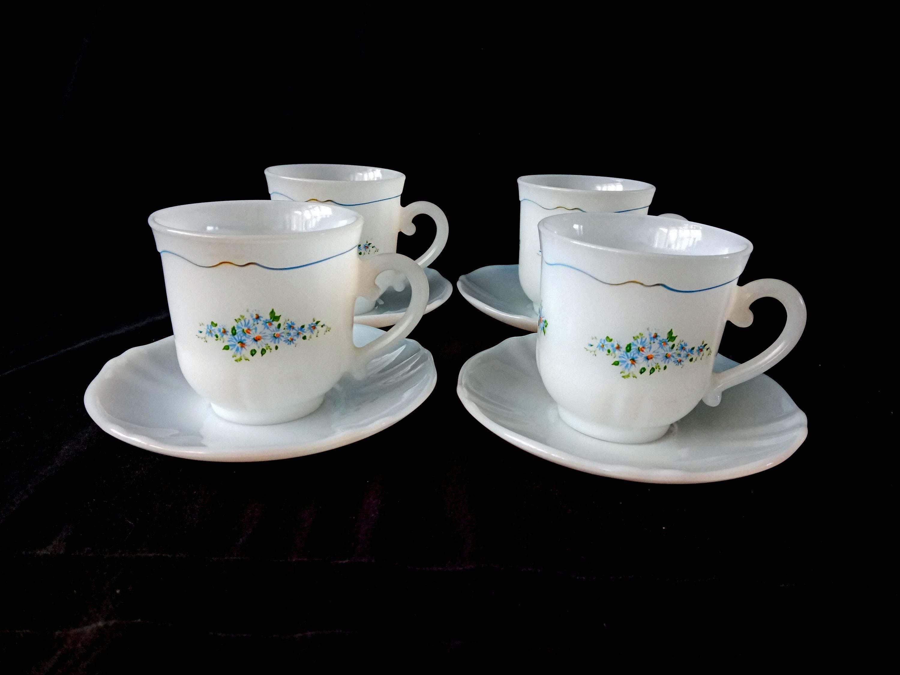 Lot De 3 Tasses Arcopal France Vintage 80's Décor Bord De Mer Marins