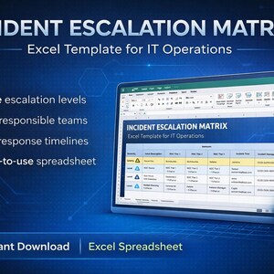 Szablon macierzy eskalacji incydentów | Operacje IT, NOC, Service Desk (arkusz kalkulacyjny Excel)