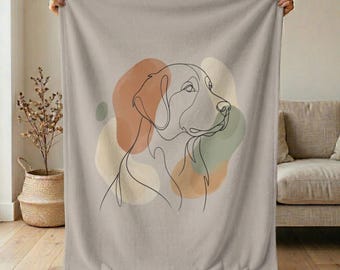 Custom Dog Blanket with Photo, Personalized Mother's Day Gift for Dog Mom, Pet Pen Art Portrait Blanket, Loss of Dog Sympathy Keepsake