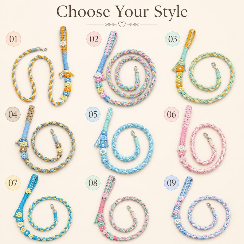 Hand Twisted Rope Hand-woven Braided Dog Leash, Personalized Pet Lead, Durable Walking ...