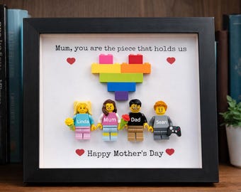 Custom Family Minifigure Photo Frame | Personalized Mother's Day Keepsake