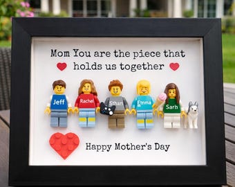 Custom Family Minifigure Photo Frame | Personalized Mother's Day Keepsake