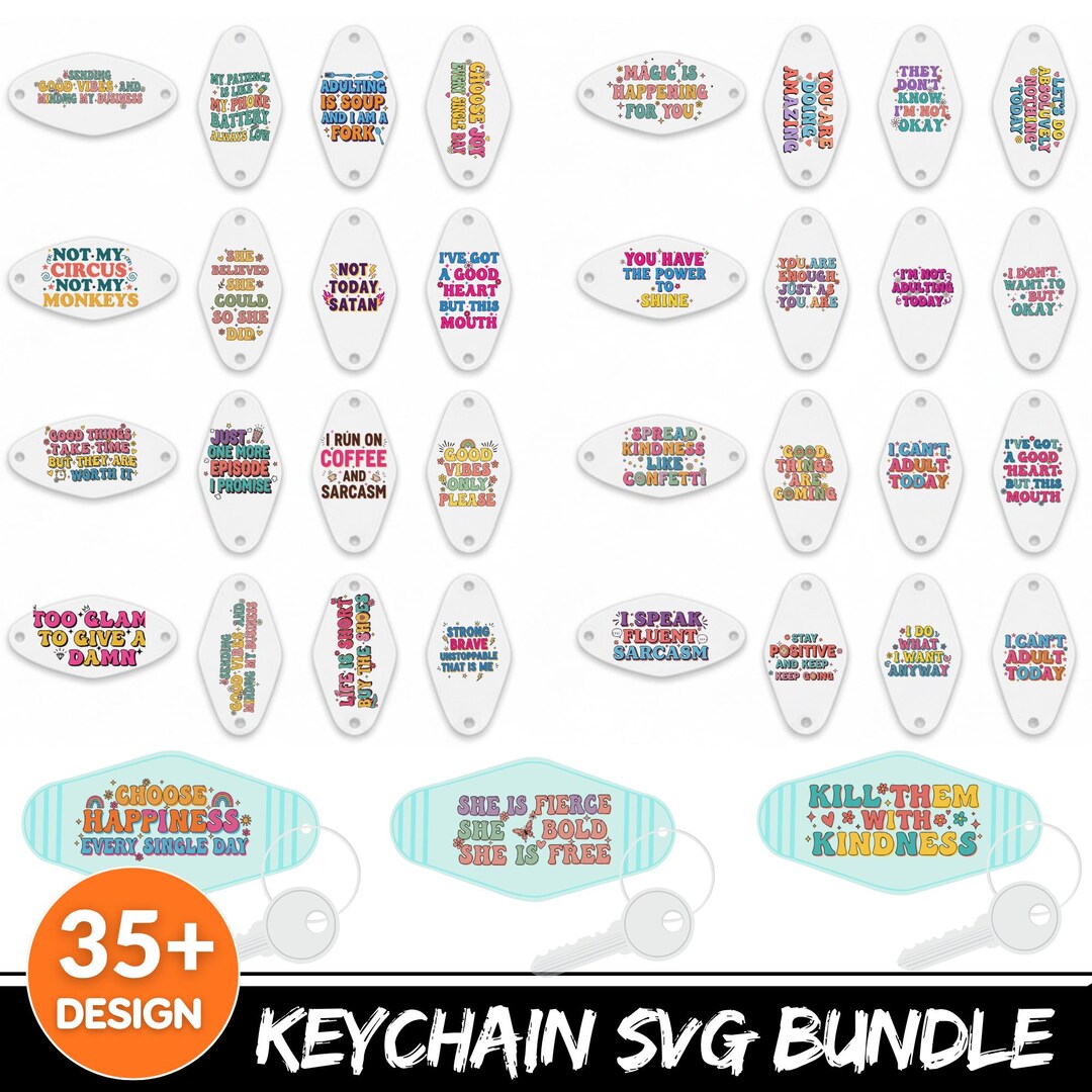 Motel Keychain SVG Bundle, Funny Retro Designs, Acrylic Cut File ...