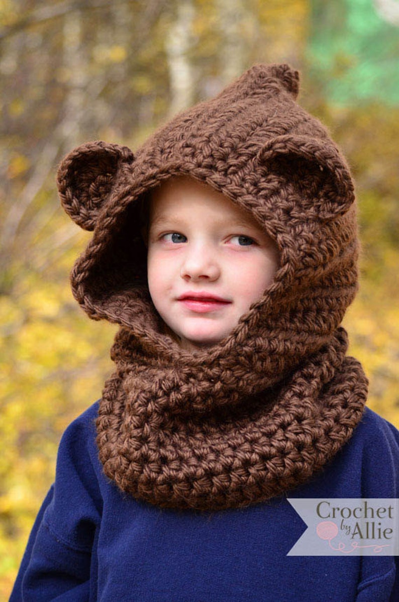 Bear Hood Hooded Cowl Size 12 Months to Adult Crochet by Etsy