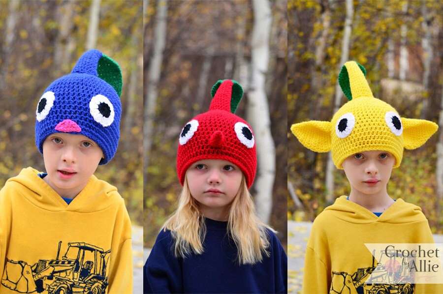 ピクミン 帽子セット 青と黄色 青いピクミン帽子、2T - 大人用、かぎ針編み（Allie製） - Etsy 日本