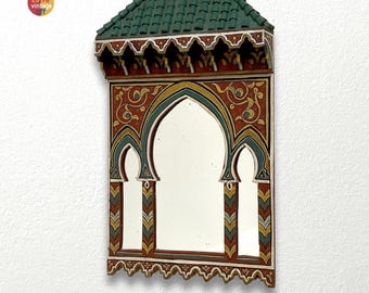 Miroir mural vintage, architecture mauresque, années 1970, décoration ethnique, style marocain